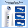 A white suction nozzle and various silicone and plastic probes for a tonsil stone remover device.