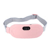 A pink electric waist and abdominal massager belt with a gray strap and digital display.