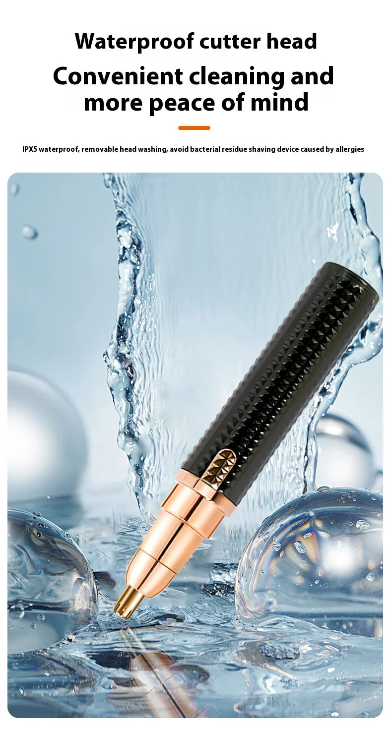 A close-up of a waterproof cutter head device being used in water, showing the metallic and black components.