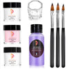 A set of Mafanails acrylic powder products including white, pink, and clear powders, along with a purple liquid and brush kit