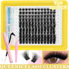 Un paquet de clusters T50 pour cils, avec des cils individuels noirs et un outil d'application rose.
