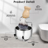A 3-in-1 men's shaving set featuring a soft bristled brush, wood handle, and stainless steel bowl stand.
