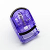 A purple mini folding eyelash curler set with a metal coil visible inside.