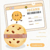 Un biscuit rond et moelleux à côté d'une carte d'identité avec un design de biscuit.