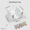 A white 5D cat eye magnet tool for nail art shown with various size references.