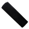 Black exfoliating mesh body scrubbing towel shown diagonally.
