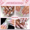 A set of 24 pieces of rhinestones, pearls, and charms used for DIY nail art decoration on fingernails.