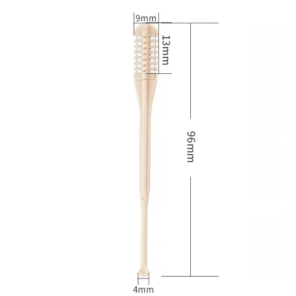 A light beige hair trimmer set with rotating attachments and various sized combs shown against a white background.