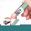 A hand holds a complete stainless steel nail and brow grooming kit with a light green handle.