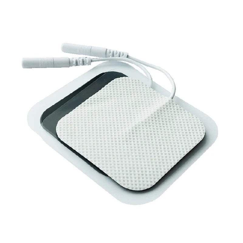 White reusable electrode pads for TENS and EMS muscle stimulators with attached wires