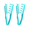 A pair of light blue volumizing wide-tooth hair styling combs.