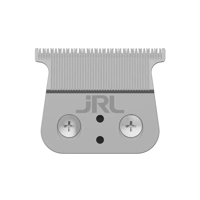 A silver precision electric hair trimmer with a comb-like guard and two circular buttons.