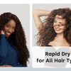 A collage showing various people with different hair types using a professional high-speed ionic hair dryer for quick drying.