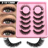 A pink tray of wispy cat eye false mink eyelashes with 3D volume lashes shown alongside loose individual lashes.
