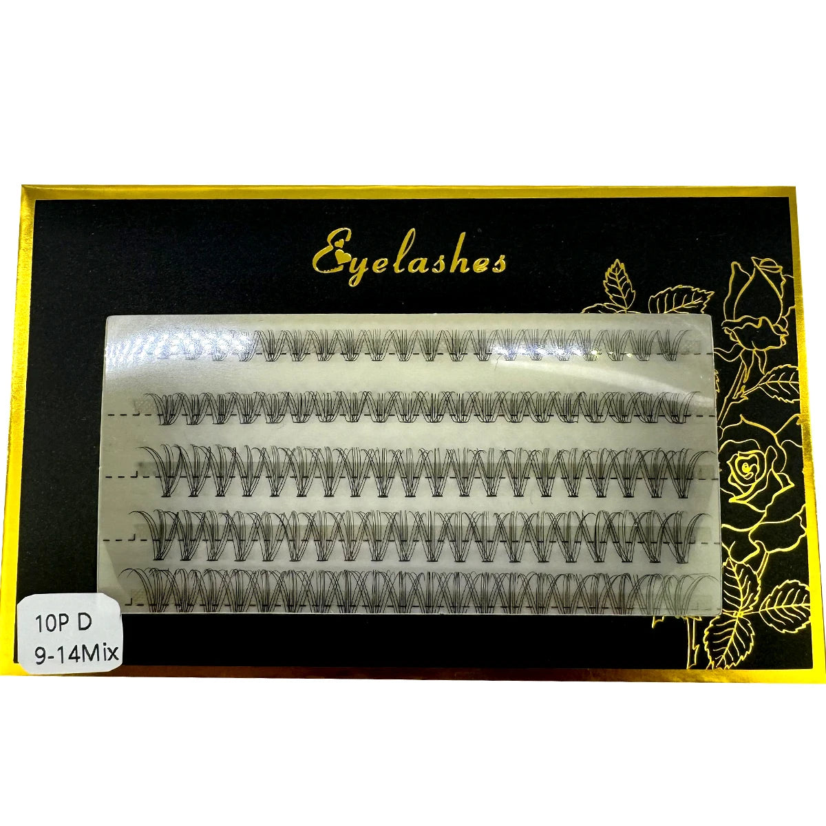 A display of natural curly mink eyelash extensions in various styles on a black card.