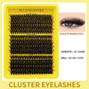 A yellow tray of DIY eyelash clusters showing various lengths and densities of black false lashes.