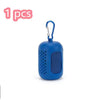 A single blue sports towel with a metal loop for gym and travel use.