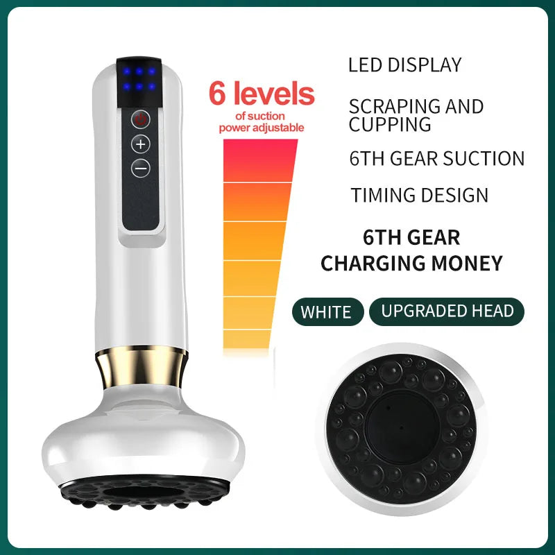 مساج كهربائي أبيض بالشفط مع شاشة LED ورأس مُحسَّن وبدون وساطة