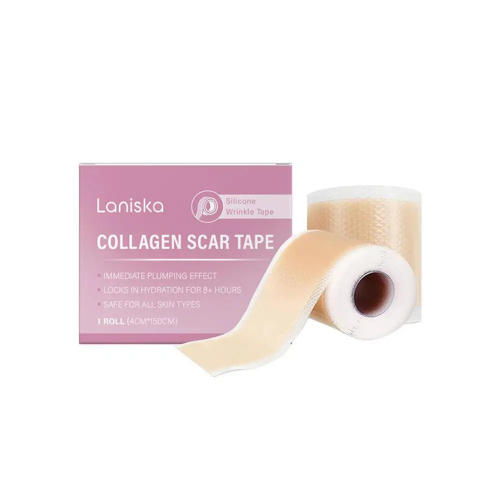 Roll of Laniska collagen scar tape on a white background.