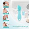 Cepillo de limpieza facial de silicona azul claro para limpieza suave y masaje.