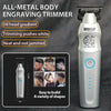 A silver electric body engraving trimmer with oil head gradient and trimming pushes white features.