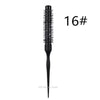 Black professional curly round hair comb with elastic teeth, size 16#.