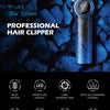 A blue VGR professional hair clipper with a digital display and various features listed below.
