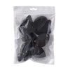 Una bolsa de plástico transparente con un juego de doce esponjas de maquillaje negras multiusos.