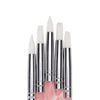 A set of five 2-way nail art silicone dotting pens with stainless steel tips in a pink and white design.