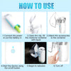 Instrucciones para usar un nebulizador ultrasónico portátil, incluyendo conexión de energía, llenado del recipiente y conexió