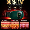 A green electric massager device for deep massage and fat burning, shown with diagrams illustrating the process.