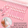 A set of pink reusable multi-functional nail double head sponge sticks for applying nail art.