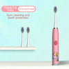 Pink flying cat fans toothbrush set with three brush heads for gum cleaning and tooth protection