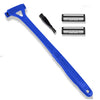 Afeitadora manual plegable para hombres azul con cuchillas de repuesto