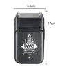 A black professional electric beard shaver and trimmer with a mesh head, shown from the top view.
