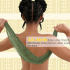 A person shows the back of their torso using a 42-inch extra long stretch exfoliating loofah sponge.