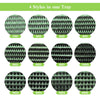 A tray showing four styles of lash clusters in various densities, labeled 10D to 100D and W02 to W06.