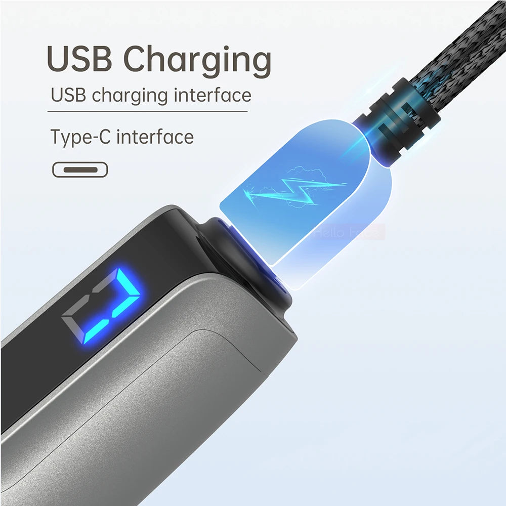 Primer plano de una interfaz de carga USB para conexión Tipo-C en un dispositivo para rejuvenecimiento de la piel.