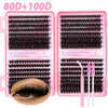 Pink DIY eyelash extension kit showing clusters of dark mink lashes and a pair of tweezers