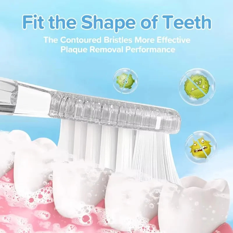 A close-up of replacement toothbrush heads for an electric toothbrush showing various shapes and textures.