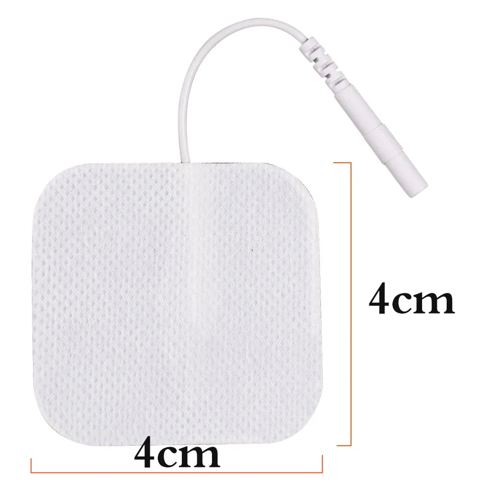 Pads d'électrode réutilisables non tissés blancs avec un cordon blanc, dimensions de 4x4 cm