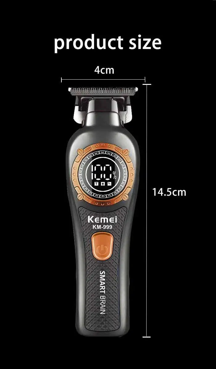 A black cordless electric hair clipper with a 4cm product size and a 14.5cm length.