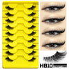 Gelbes Plastikgefäß mit HB10 Länge 14mm Kunst-Mink-Cat-Eye-Wimpern