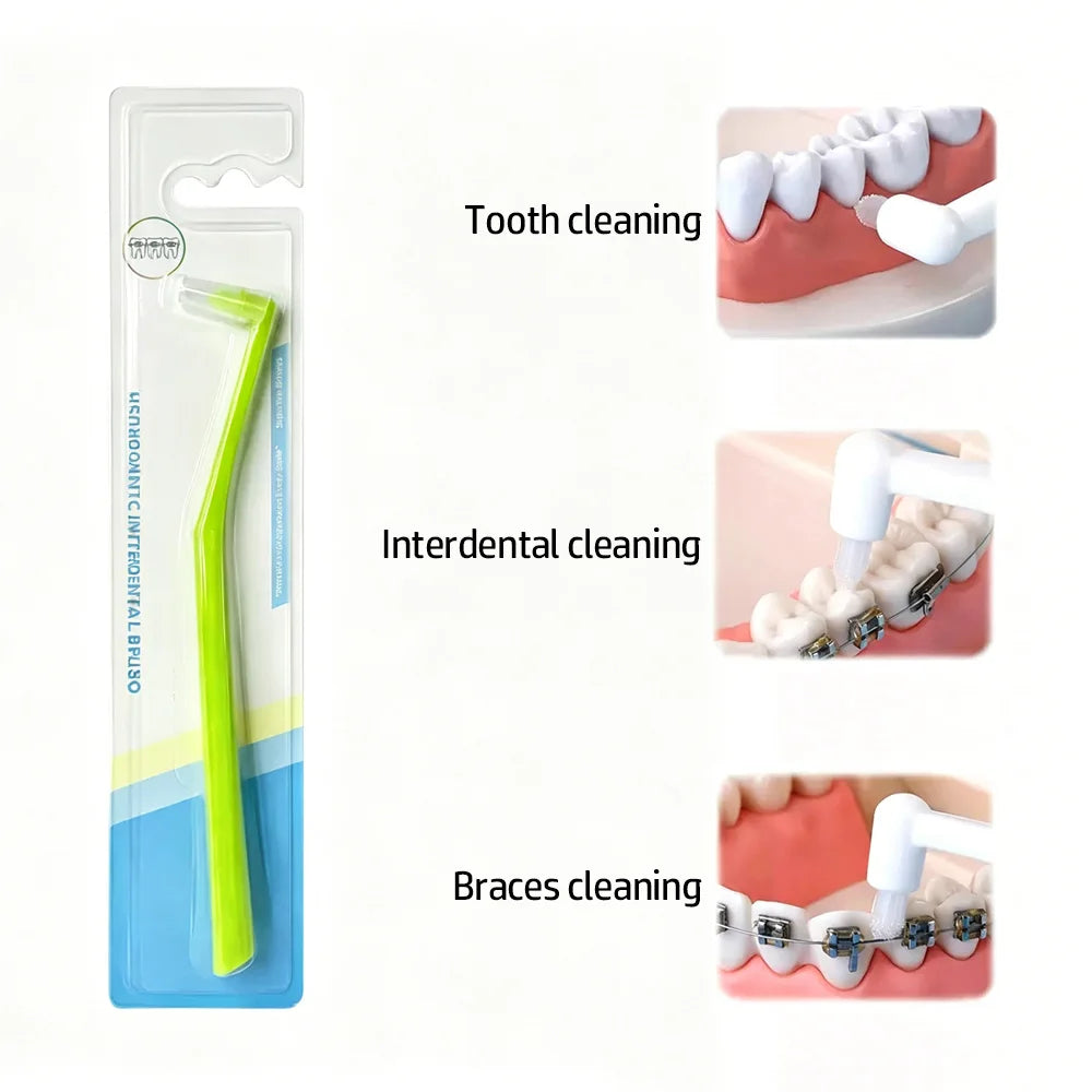 Set weicher Borsten-Zwischenzahnbürsten zum Zahnreinigen, Interdentalreinigen und für Zahnspangen.