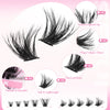 A collection of DIY lash extension kits showing various lash styles including natural tapered tips, wispy volume fibers, and 