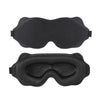 A pair of black comfortable 3D sleeping eye masks shown from the top and front views.