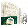 A set of 16 wooden Miswak toothbrushes packaged in a box with loose toothbrushes and a metal holder.
