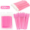 A set of 200 pink and white disposable makeup brush applicators shown in various arrangements.