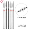 A set of five diamond nail drill bits with a 10.3mm diameter and 2.3mm length.