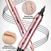 A close-up of a pink eyebrow pen with a double-headed detail, showing the tip and eyeliner end.